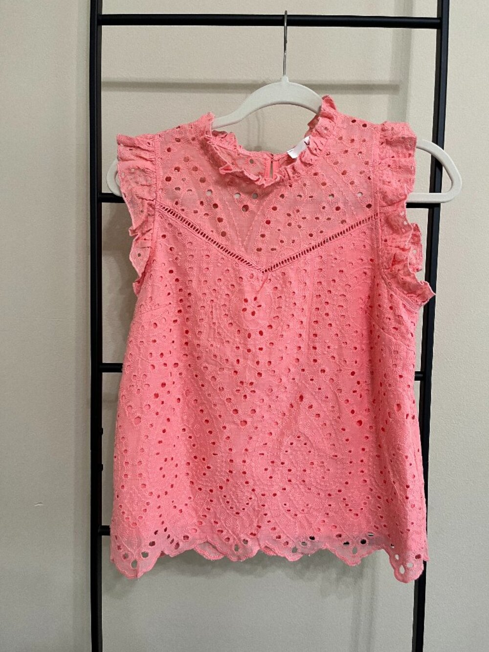 Krush Pink Eyelet Lace Ruffle Top Romantic Coquette Cottagecore Size Small S
